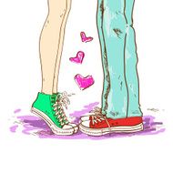 Legs of couple in love