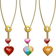 set of 3 valentine heart pendants