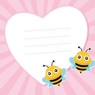 Two flying bees and heart shape