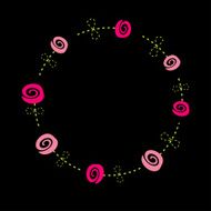 Roses with dash line stalks Flower frame