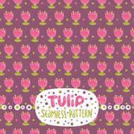 Cute cartoon tulip seamless pattern