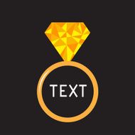 Wedding gold ring with yellow diamond Polygonal effect Card N2
