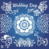 Set for wedding invitation with flowers