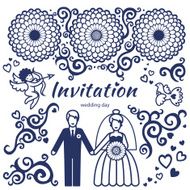 Vector set for wedding invitation with couple