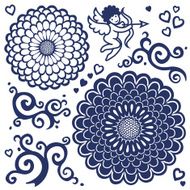 Vector set with large flowers