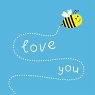 Flying bee Dash line in the sky Card