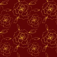 seamless vector pattern with line drawing flowers N5