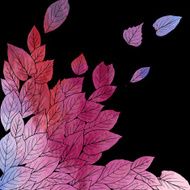 Floral composirion with leaves by watercolor N2