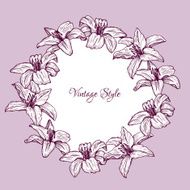 vintage floral frame with lilies N3