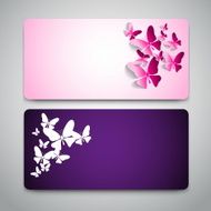 Collection of greeting gift card with paper butterflies N2