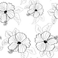 Vector flower pink hibiscus seamless pattern N2
