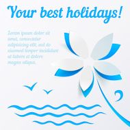 Cutout paper flower summer vector background