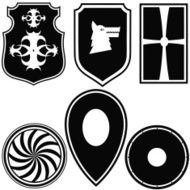Set of silhouettes military shields