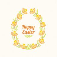Floral wreath with narcissus Easter greeting card