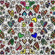 Romantic seamless pattern Cartoon hearts