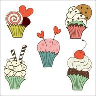 Set of cartoon cupcakes