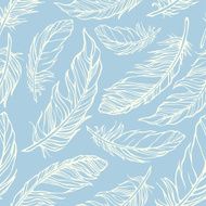 Seamless pattern with hand drawn decorative feathers N7