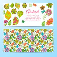 Nice floral greeting card with leaves N51