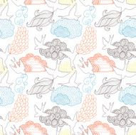 Birds and clouds seamless pattern N4