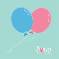 Blue and pink balloons Love card