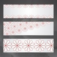 Set of banners with laconic floral ornament