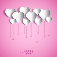 Paper Hearts balloonsr With Shadow - vector illustration Postcard