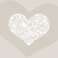 Valentites heart of objects white on biege