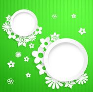 Background with circles and paper flowers