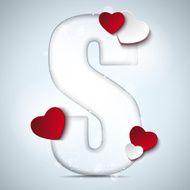 Alphabet Letters With Red Heart Valentine Day N52