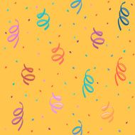 Birthday background with colorful confetti on a yellow background