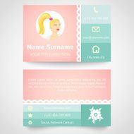 Retro business card (set template) with flat user interface N2