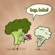 Funny Cartoon Cauliflower and Broccoli N2