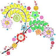 Flowers vector traditional branch of floral blooming N16