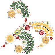 Flowers vector traditional branch of floral blooming N22