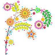 Flowers vector traditional branch of floral blooming N24