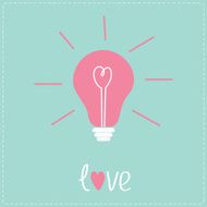 Light bulb with heart inside Idea concept Love card N2