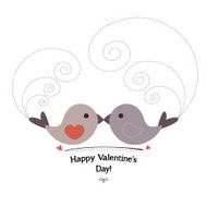 Valentin`s Day card with birds