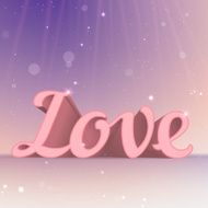 Realistic 3d pink Love sign Typography card N2