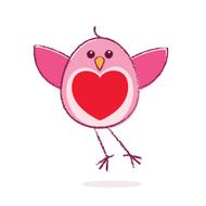 Flying Pink Love Bird with Heart Breast
