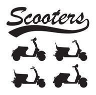 Retro scooters silhouettes vector set