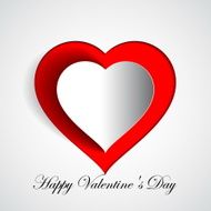 Happy Valentines Day - Red Heart Paper Sticker With Shadow