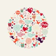 Valentine`s day circle greeting card