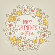 Wreath of flowers Valentine greeting card