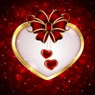 Golden Heart on red background N2