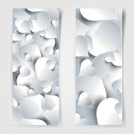 Valentines day Abstract cards with paper hearts N2