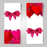 Valentines day Abstract cards with paper hearts N4