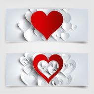 Valentines day Abstract cards with paper hearts N5