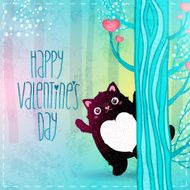 Happy Valentines Day card with cat N12