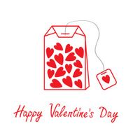 Teabag with hearts Happy Valentines Day card