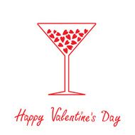 Martini glass with hearts inside Happy Valentines Day card